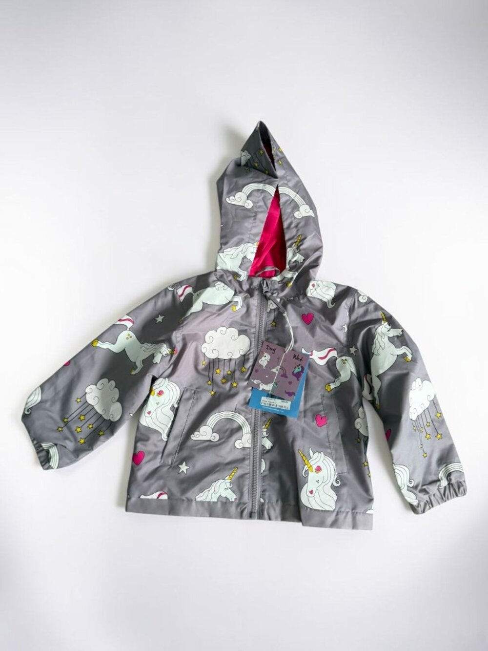 HOLLY & BEAU Magical Unicorn Color Changing Rain Jacket Size 2 Years NEW NWT